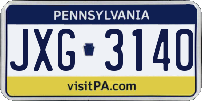 PA license plate JXG3140