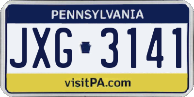 PA license plate JXG3141