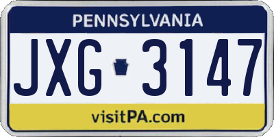 PA license plate JXG3147