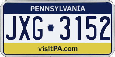 PA license plate JXG3152