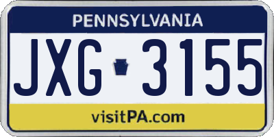 PA license plate JXG3155