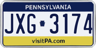 PA license plate JXG3174
