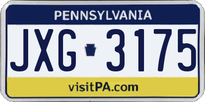 PA license plate JXG3175