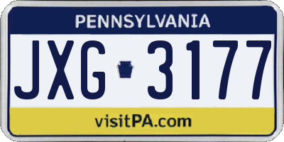 PA license plate JXG3177