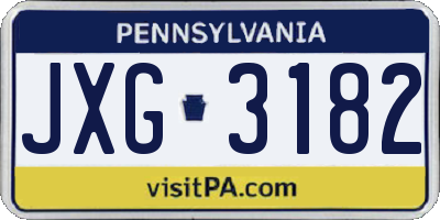 PA license plate JXG3182