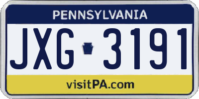 PA license plate JXG3191