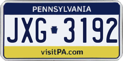 PA license plate JXG3192