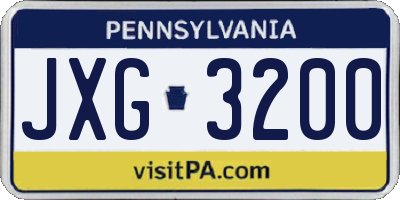PA license plate JXG3200