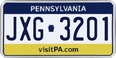 PA license plate JXG3201