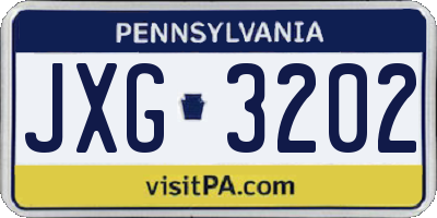 PA license plate JXG3202