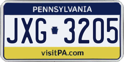 PA license plate JXG3205