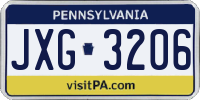 PA license plate JXG3206