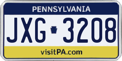 PA license plate JXG3208