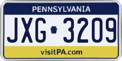 PA license plate JXG3209