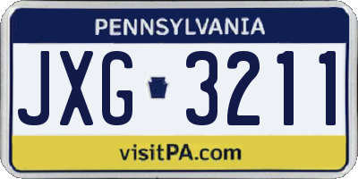 PA license plate JXG3211