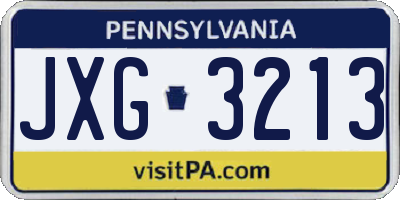 PA license plate JXG3213