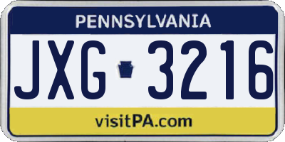PA license plate JXG3216