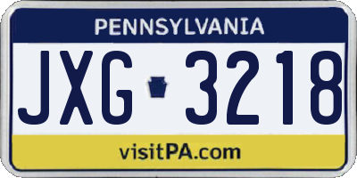 PA license plate JXG3218