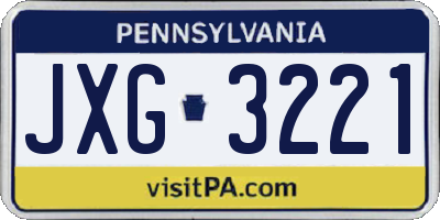 PA license plate JXG3221