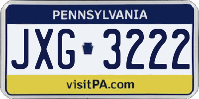 PA license plate JXG3222