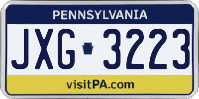 PA license plate JXG3223