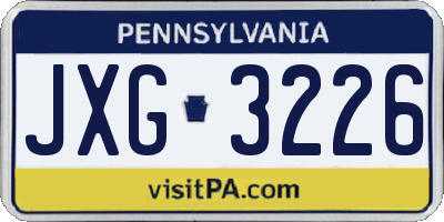 PA license plate JXG3226