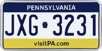 PA license plate JXG3231