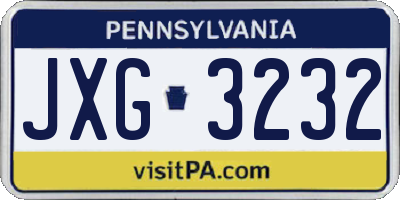 PA license plate JXG3232