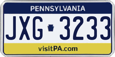 PA license plate JXG3233