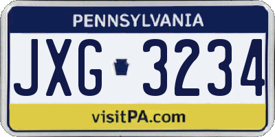 PA license plate JXG3234