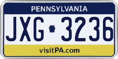 PA license plate JXG3236