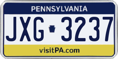 PA license plate JXG3237