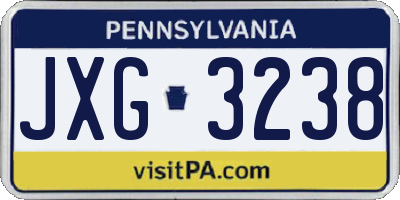 PA license plate JXG3238