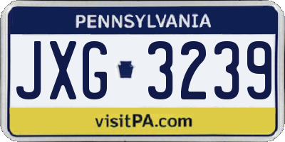 PA license plate JXG3239