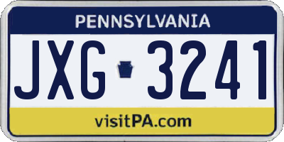PA license plate JXG3241