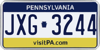 PA license plate JXG3244