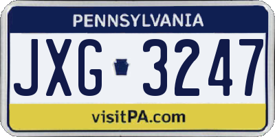 PA license plate JXG3247
