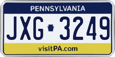 PA license plate JXG3249