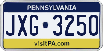 PA license plate JXG3250