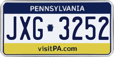 PA license plate JXG3252
