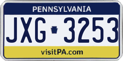 PA license plate JXG3253