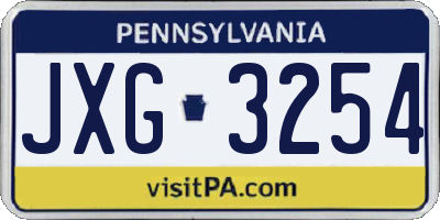 PA license plate JXG3254