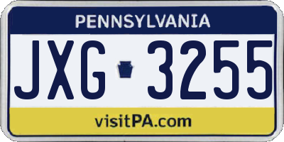 PA license plate JXG3255