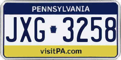 PA license plate JXG3258
