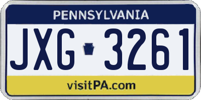 PA license plate JXG3261
