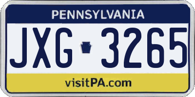 PA license plate JXG3265