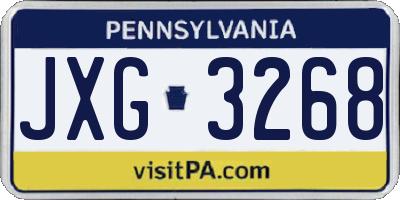 PA license plate JXG3268