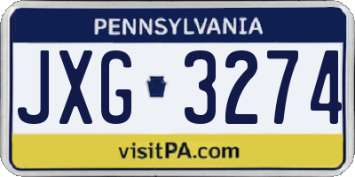PA license plate JXG3274