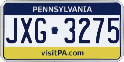 PA license plate JXG3275