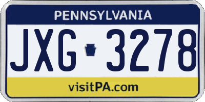 PA license plate JXG3278